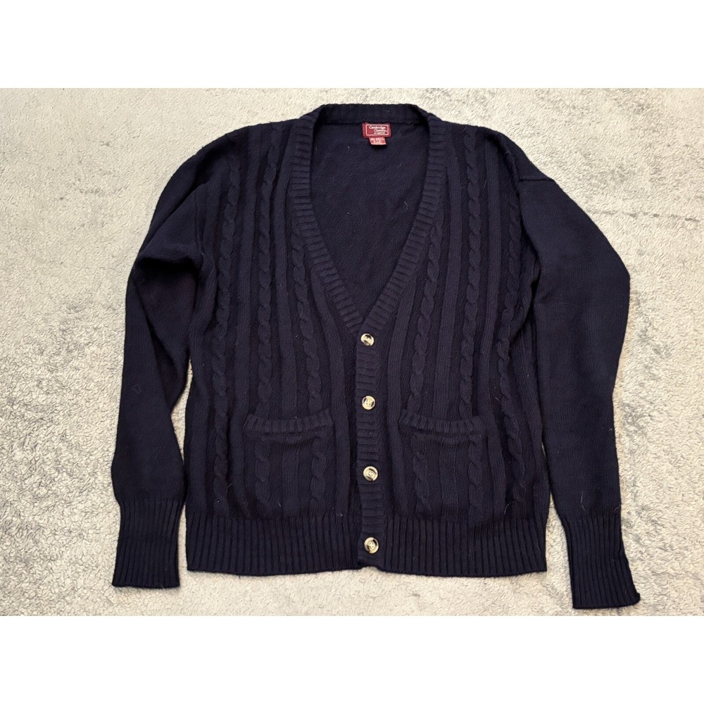 VTG Cambridge Classics Mervyns Cardigan Sweater Mens Large Blue CDG-5 Wool Blend